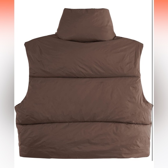 New Brown Crop Puffer Vest Size Small - Picture 3 of 3
